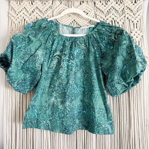 Peruvian Connection “Al Fresco” Balloon Sleeve Top – Size Small – EUC